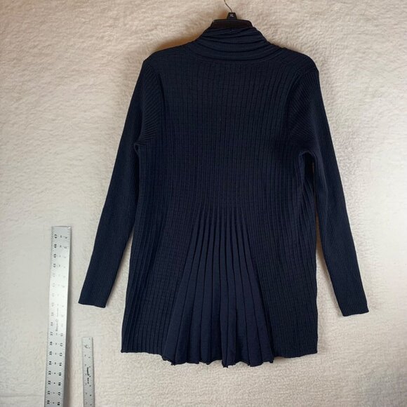 Catherine Malandrino Women's Blue Long Sleeve Pleated Knit Cardigan Size L 9171 - Picture 8 of 10